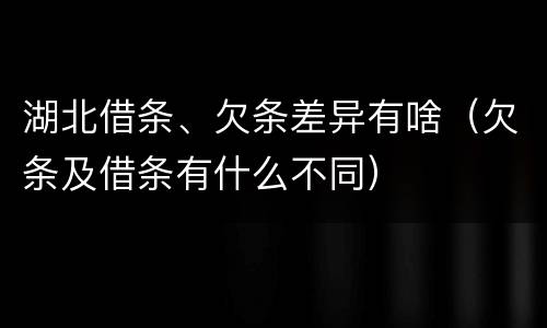 湖北借条、欠条差异有啥（欠条及借条有什么不同）