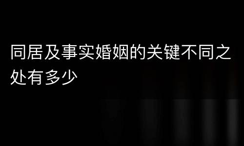 同居及事实婚姻的关键不同之处有多少