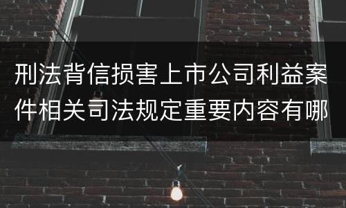 刑法背信损害上市公司利益案件相关司法规定重要内容有哪些
