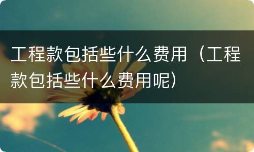 工程款包括些什么费用（工程款包括些什么费用呢）