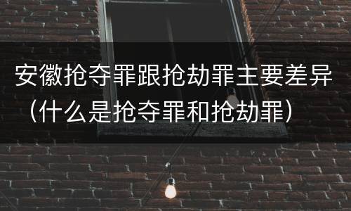安徽抢夺罪跟抢劫罪主要差异（什么是抢夺罪和抢劫罪）