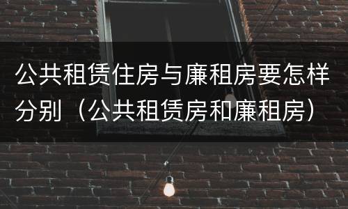 公共租赁住房与廉租房要怎样分别（公共租赁房和廉租房）