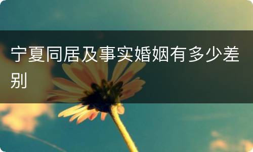 宁夏同居及事实婚姻有多少差别