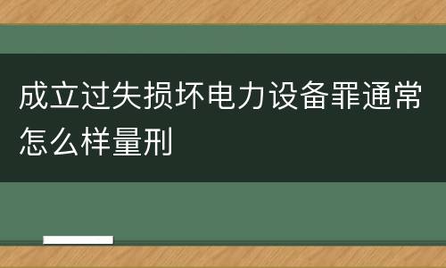 成立过失损坏电力设备罪通常怎么样量刑