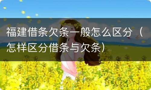 福建借条欠条一般怎么区分（怎样区分借条与欠条）