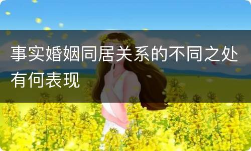 事实婚姻同居关系的不同之处有何表现
