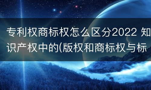 专利权商标权怎么区分2022 知识产权中的(版权和商标权与标准