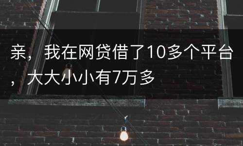 亲，我在网贷借了10多个平台，大大小小有7万多