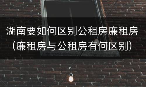 湖南要如何区别公租房廉租房（廉租房与公租房有何区别）