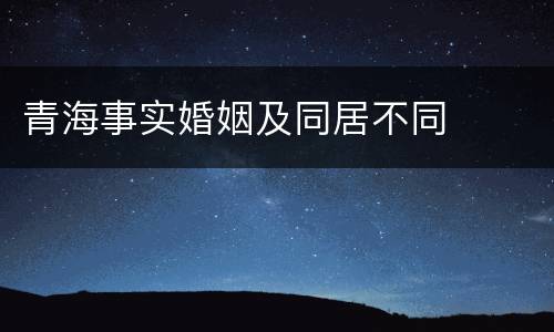 青海事实婚姻及同居不同