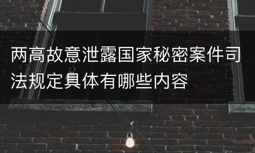两高故意泄露国家秘密案件司法规定具体有哪些内容