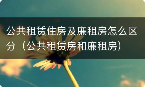 公共租赁住房及廉租房怎么区分（公共租赁房和廉租房）