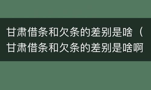甘肃借条和欠条的差别是啥（甘肃借条和欠条的差别是啥啊）