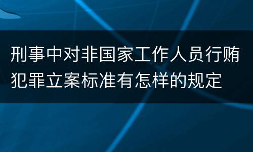刑事中对非国家工作人员行贿犯罪立案标准有怎样的规定