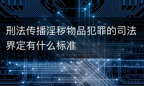 刑法传播淫秽物品犯罪的司法界定有什么标准