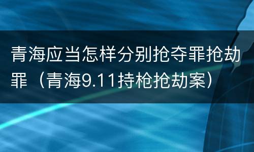 青海应当怎样分别抢夺罪抢劫罪（青海9.11持枪抢劫案）