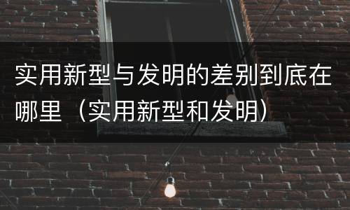 实用新型与发明的差别到底在哪里（实用新型和发明）