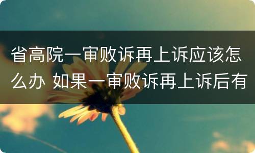 省高院一审败诉再上诉应该怎么办 如果一审败诉再上诉后有胜诉可能吗