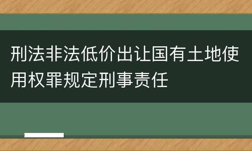 刑法非法低价出让国有土地使用权罪规定刑事责任