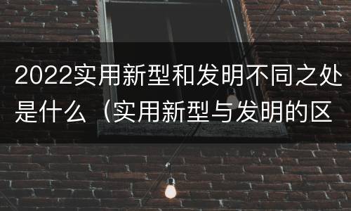 2022实用新型和发明不同之处是什么（实用新型与发明的区别是什么）