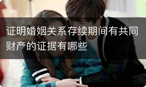 证明婚姻关系存续期间有共同财产的证据有哪些