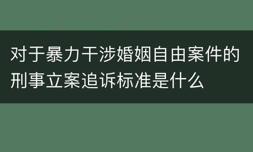 对于暴力干涉婚姻自由案件的刑事立案追诉标准是什么