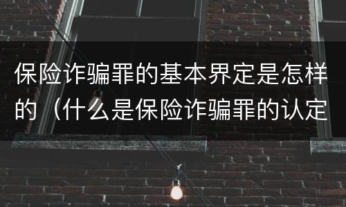 保险诈骗罪的基本界定是怎样的（什么是保险诈骗罪的认定）