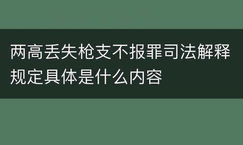 两高丢失枪支不报罪司法解释规定具体是什么内容