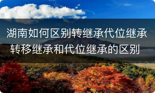 湖南如何区别转继承代位继承 转移继承和代位继承的区别