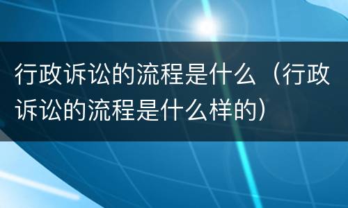 行政诉讼的流程是什么（行政诉讼的流程是什么样的）