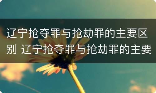 辽宁抢夺罪与抢劫罪的主要区别 辽宁抢夺罪与抢劫罪的主要区别在于