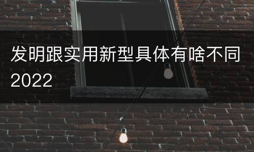 发明跟实用新型具体有啥不同2022