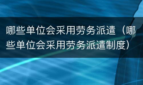 哪些单位会采用劳务派遣（哪些单位会采用劳务派遣制度）