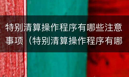 特别清算操作程序有哪些注意事项（特别清算操作程序有哪些注意事项和要求）