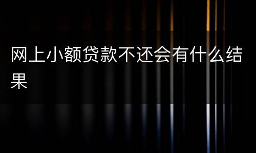 网上小额贷款不还会有什么结果