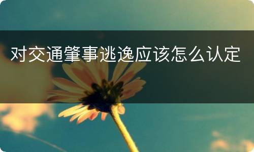 对交通肇事逃逸应该怎么认定