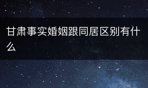 甘肃事实婚姻跟同居区别有什么