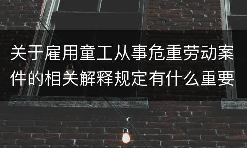 关于雇用童工从事危重劳动案件的相关解释规定有什么重要内容