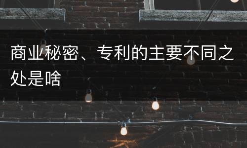 商业秘密、专利的主要不同之处是啥