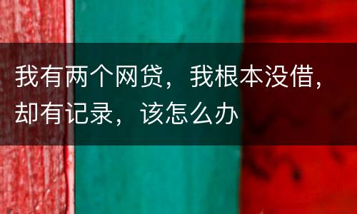 我有两个网贷，我根本没借，却有记录，该怎么办