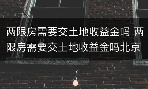 两限房需要交土地收益金吗 两限房需要交土地收益金吗北京