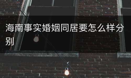 海南事实婚姻同居要怎么样分别