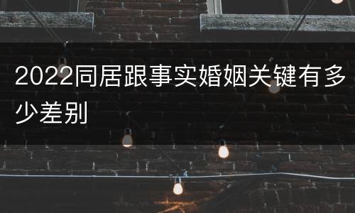 2022同居跟事实婚姻关键有多少差别