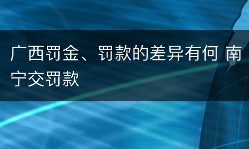 广西罚金、罚款的差异有何 南宁交罚款