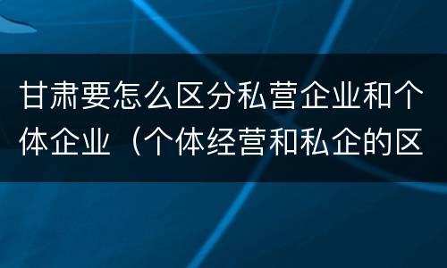 甘肃要怎么区分私营企业和个体企业（个体经营和私企的区别）
