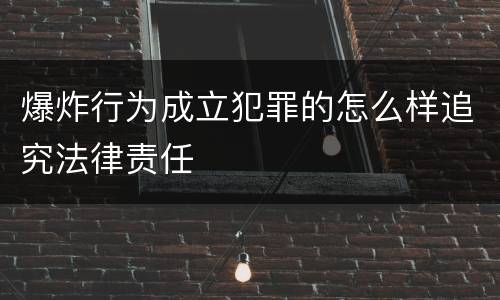 爆炸行为成立犯罪的怎么样追究法律责任