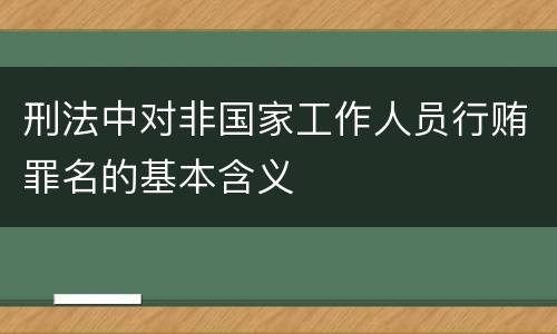 刑法中对非国家工作人员行贿罪名的基本含义