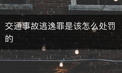 交通事故逃逸罪是该怎么处罚的