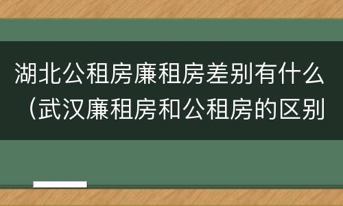 湖北公租房廉租房差别有什么（武汉廉租房和公租房的区别）