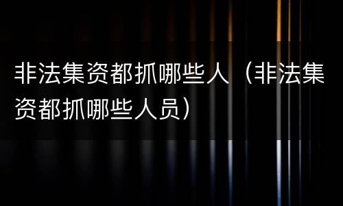非法集资都抓哪些人（非法集资都抓哪些人员）